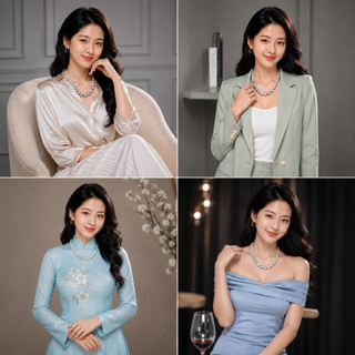 [N1135] Vòng Cổ, Dây Chuyền Mix Ngọc Nhân Tạo Hạt Lớn 16li Trắng Xanh Nhạt Trẻ Trung Cho Nữ - DAISYN