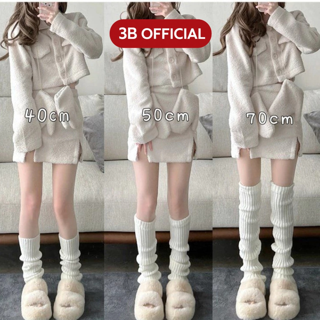 Vớ ống chân y2k lolita dệt kim đen trắng giữ ấm mua đông cao cấp Design By 3B phong cách tất vớ đùi Lolita dễ thương