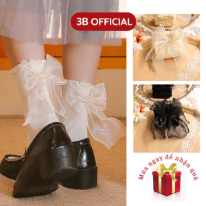 Tất Vớ Nơ Lolita Tiểu Thư Cổ Cao Dễ Thương Design By 3B- Nơ dài nhún/ Tất nơ ngắn/Không nơ nhún