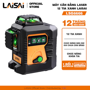 Máy Cân Bằng Laser 12 Tia Xanh LAISAI LSG6666 – Quét 3x360°, 2 pin 2000mAh, bảo hành 12 tháng