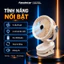 Quạt Tích Điện, quạt để bàn, quạt tích điện Mini, Xoay Tự Động, Đế Kẹp Bàn Xoay+Đèn+4 Cấp Độ Gió