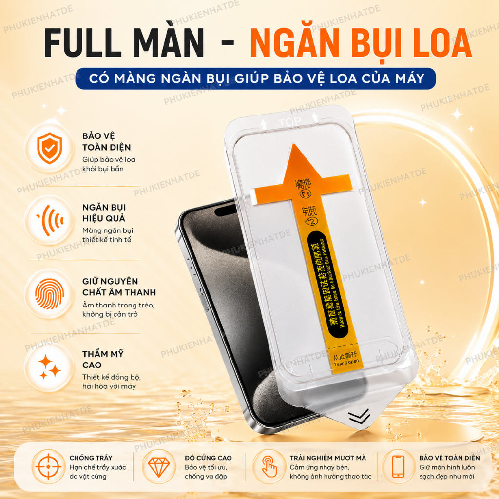 Cường Lực KingKong Ngăn Bụi Màng Loa Có Khung Dán Dành cho IP X/Xs/Xr/XS Max/11/12/13/14/15/16/17/Pro/Plus/Pro Max