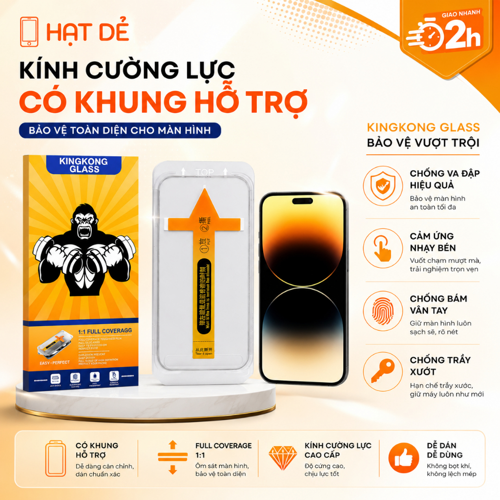 Cường Lực KingKong Ngăn Bụi Màng Loa Có Khung Dán Dành cho IP X/Xs/Xr/XS Max/11/12/13/14/15/16/17/Pro/Plus/Pro Max