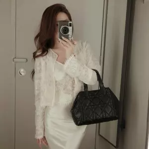 Set Cardigan Ren Nữ Phối Cúc Ngọc Kèm Áo 2 Dây Cao Cấp Tiểu Thư Sang Chảnh Mùa Thu Đông Kimee - KA934