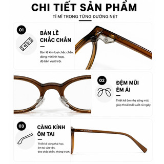 Kính Cận Dáng Oval Nam Nữ 28171 Eye Plus Gọng Kính Nhựa Nguyên Chất Chống Ánh Sáng Xanh Thời Trang