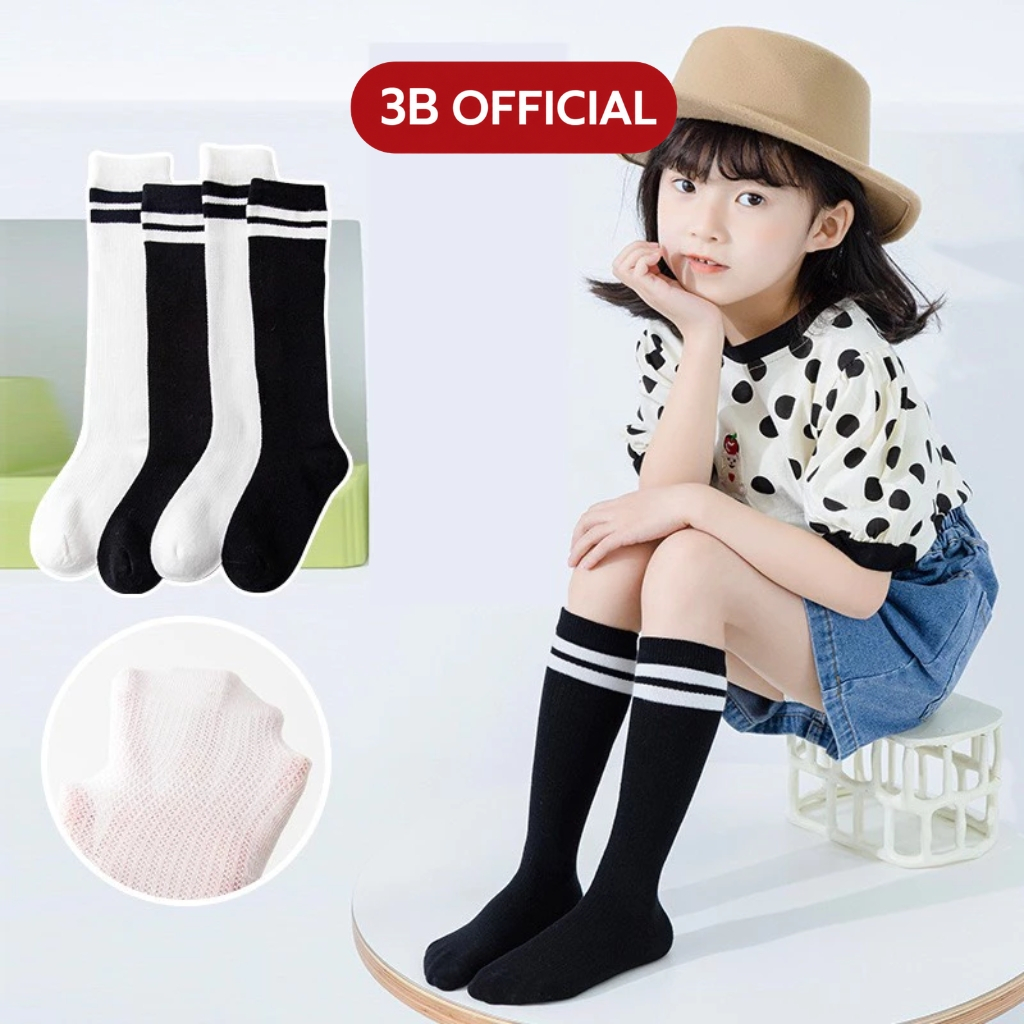 Vớ Tất Đùi Cho Bé Gái Học Sinh Cao Cổ 35cm Design By 3B Chất Liệu Cotton Pha Dày Dặn, Mềm Mại, Phong Cách Lolita