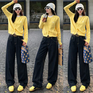 Quần Ống Suông Rộng Jeans Nữ Túi Kiểu Bigsize 55-90kg Hàng QC, Quần Dài Màu Xanh Than MS377