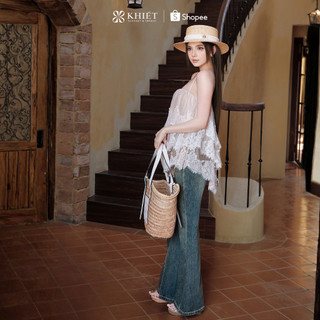 Áo 2 dây tơ Khiết Style phối ren tầng phong cách bay bổng nữ tính KA666