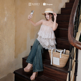 Áo 2 dây tơ Khiết Style phối ren tầng phong cách bay bổng nữ tính KA666
