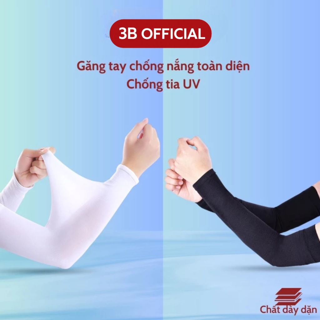 Găng tay chống nắng tia UV cho nam nữ dày dặn hai màu đen trắng chất cotton co dãn 3B-[Ống Găng Tay]
