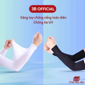 Găng tay chống nắng tia UV cho nam nữ dày dặn hai màu đen trắng chất cotton co dãn 3B-[Ống Găng Tay]