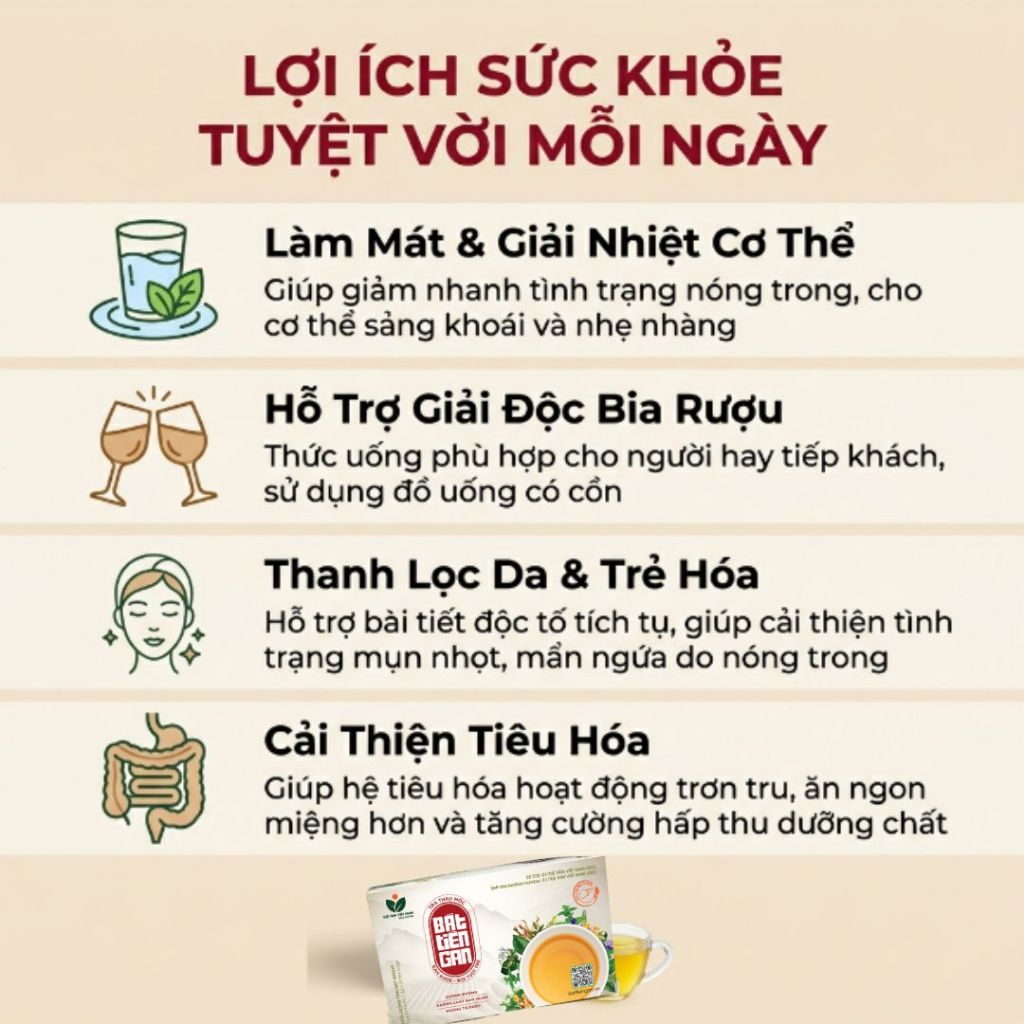 Trà túi lọc mát gan từ 8 loại thảo mộc Việt như cà gai leo, an xoa, mật nhân,diệp hạ châu,xạ đen,vọng cách