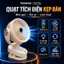 Quạt Tích Điện, quạt để bàn, quạt tích điện Mini, Xoay Tự Động, Đế Kẹp Bàn Xoay+Đèn+4 Cấp Độ Gió