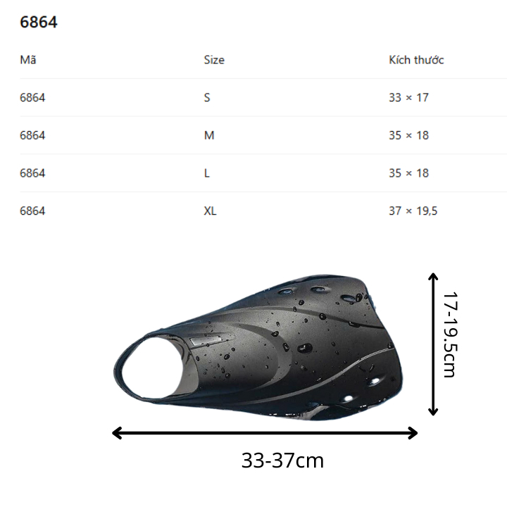 Chính hãng Wave - Chân vịt ngắn tập bơi - Nhựa dẻo mềm nhẹ - Model F6864