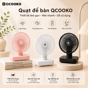Quạt Mini Để Bàn D606, Xoay 180 Độ, 4 Tốc Độ Gió, thời gian sd 15H, Cổng Sạc USB, Bào hành lỗi 1 đổi 1