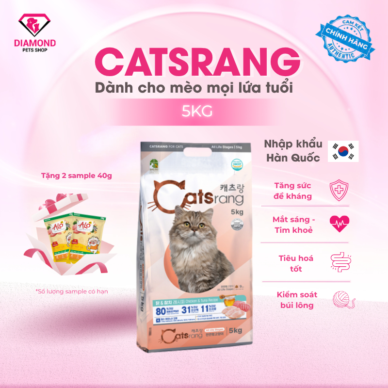 [5kg] Thức Ăn Hạt Catsrang Cung Cấp Đầy Đủ Dưỡng Chất Thiết Yếu Cho Mèo Mọi Lứa Tuổi