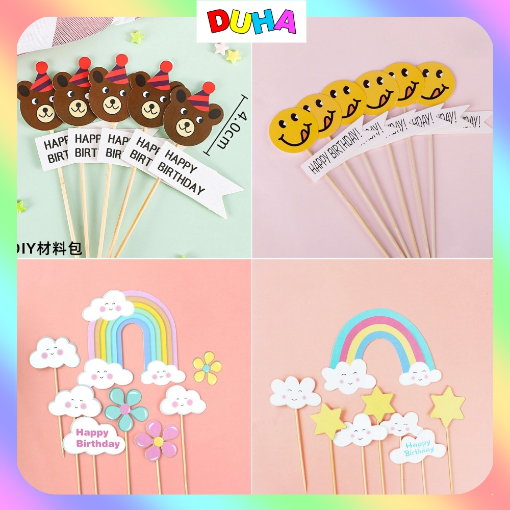 Combo 10 Set Cắm Giấy -Trang Trí Bánh Sinh Nhật Bánh Kem DUHA 074