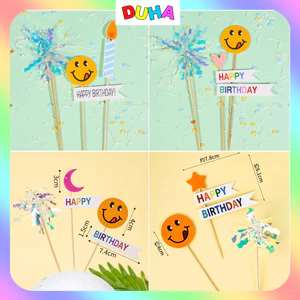 RẺ VÔ ĐỊCH - COMBO 10 Set Cắm tua dua hình tim, tua dua lấp lánh- Trang trí bánh sinh nhật, bánh kem DUHA 075