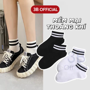 Tất cổ ngắn học sinh kẻ ngang chất cotton 3B dày dặn- [Cổ ngắn kẻ ngang]