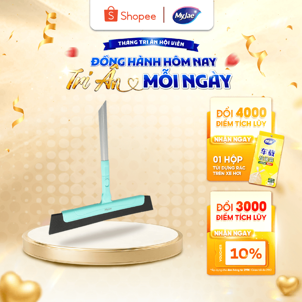 [Outlet S2] Cây Gạt Nước EVA Đa Năng MyJae Xoay 180 Độ, Chổi Quét Nhà Có Thể Thu Gọn