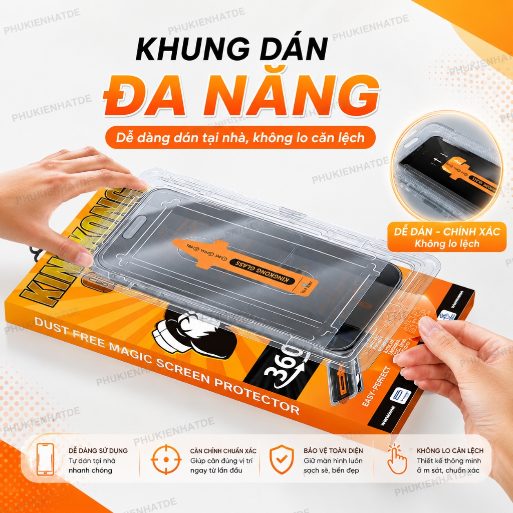 Kính Cường Lực KING KONG Chống Nhìn Trộm 4 Chiều 360 Độ Có Khung Dán 11/12/13/14/15/16/17/Plus/Pro/Pro Max/X/Xs/XR/XsMax