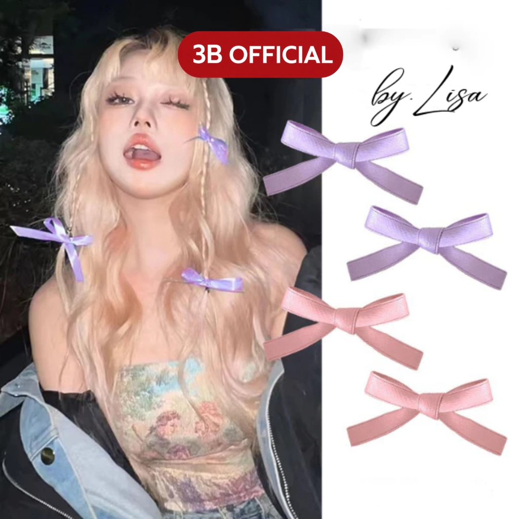 Kẹp tóc nơ ruy băng mini Jennie Blackpink Phong Cách Idol Hàn Quốc Yuuki- Set 2 Chiếc
