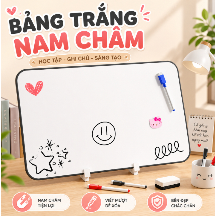 Bảng Từ Trắng Cỡ Nhỏ Dùng Cho Ghi Chú, Học Tập, Bảng Viết Bút Lông Xoá Dễ Dàng, Hút Nam Châm
