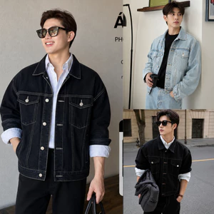 Áo Khoác Jean Nam nữ FABUMAN Dáng ngắn chất denim có túi trong phong cách trẻ trung năng động Bigsize