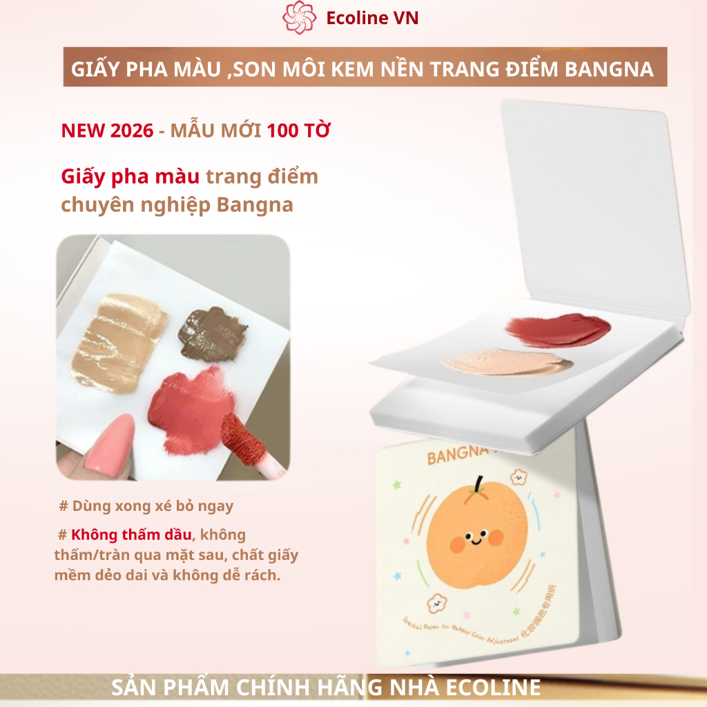 Giấy pha màu trang điểm chuyên nghiệp Bangna cuốn 100 tờ trộn kem nền son moi không thẩm thấu