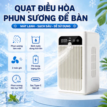 quạt hơi nước quạt làm mát quạt sạc pin quạt mini làm mát mạnh tiết kiệm điện phun sương mát dịu dùng phòng ngủ văn phòn