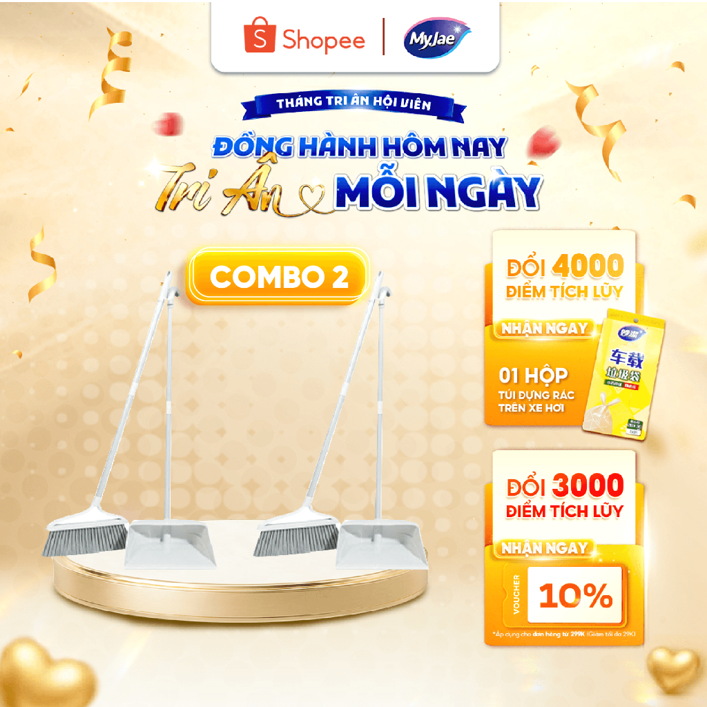 COMBO 2 Bộ chổi quét nhà có kèm đồ hốt rác đa năng MyJae