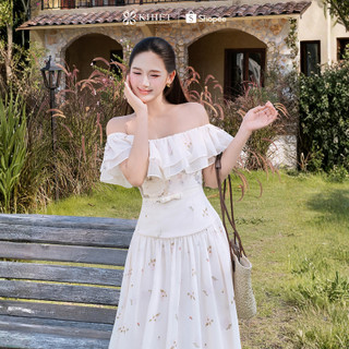 Đầm Tơ Maxi Trễ Vai Khiết Style Hoa Nhí Bay Bổng Phong Cách Nàng Thơ Dịu Dàng KD682