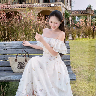 Đầm Tơ Maxi Trễ Vai Khiết Style Hoa Nhí Bay Bổng Phong Cách Nàng Thơ Dịu Dàng KD682