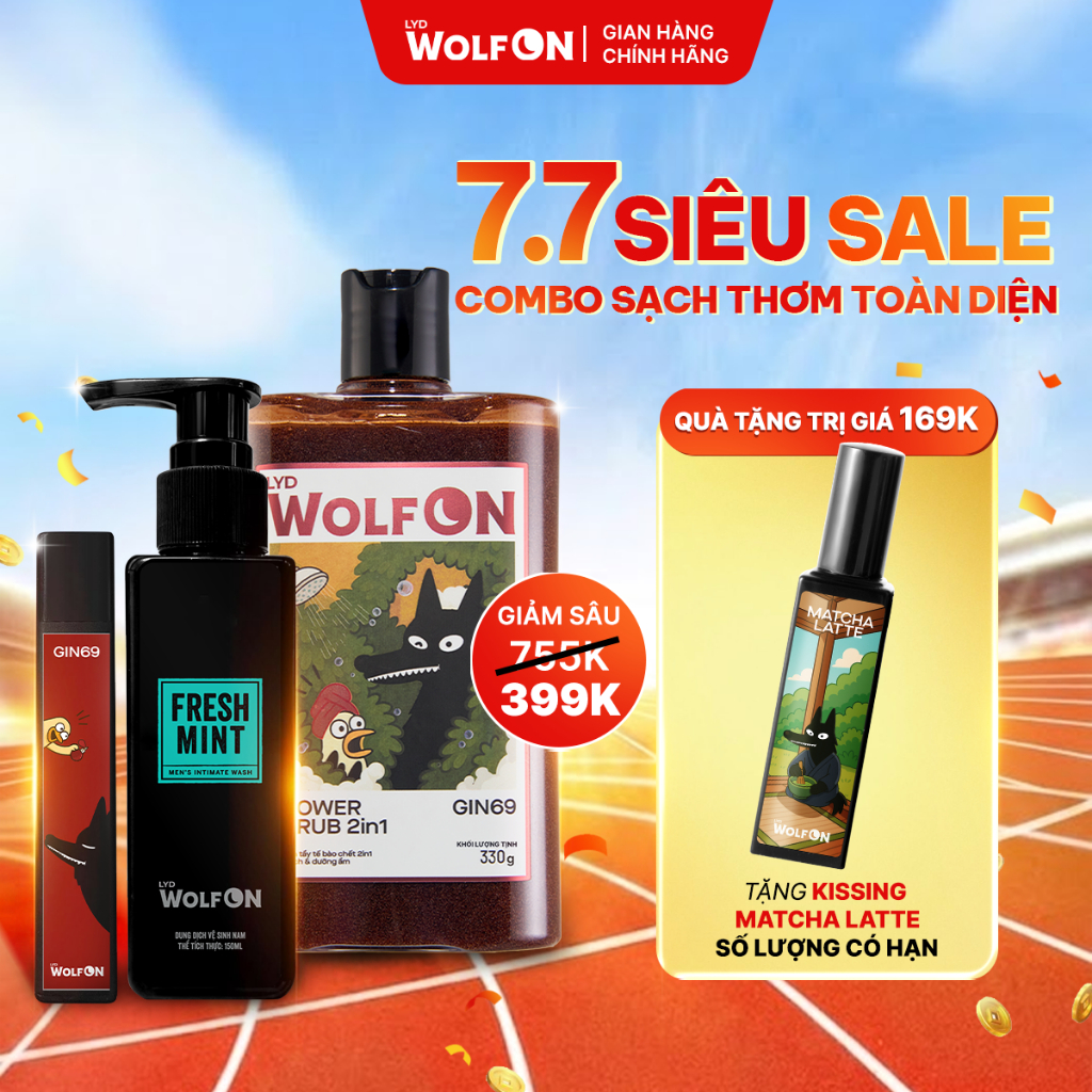 Combo Nam Tính Toàn Diện LYD Wolf On - Sữa tắm Gin 69, Dung Dịch Vệ Sinh Nam Giới 150ml, Xịt Khử Mùi