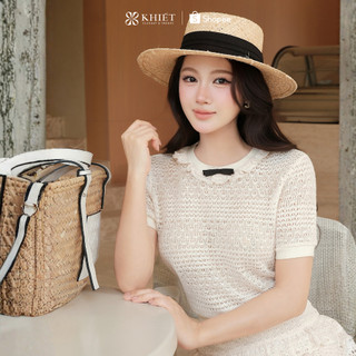 Set len thun Khiết Style màu kem phối chân váy tầng phong cách tiểu thư năng động KS573