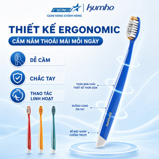 Bàn Chải Đánh Răng Kumho HQ9 ThiếT Kế Ergonomic Độc Đáo,  Sợi Tơ Kết Hợp Lông Xoắn Kép Bảo Vệ Nướu