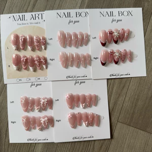 Móng giả mắt mèo ánh trăng hồng nude đính nơ chấm bi điệu đà TẶNG KEO-LEUBO
