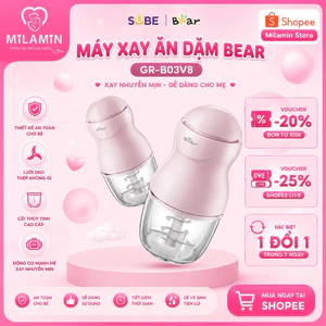 Máy Xay Mini Ăn Dặm Cầm Tay Bear 8 Lưỡi Xay 0,3L Cối Thủy Tinh Xay Đồ Nóng Bản Nâng Cấp GR-B03V8