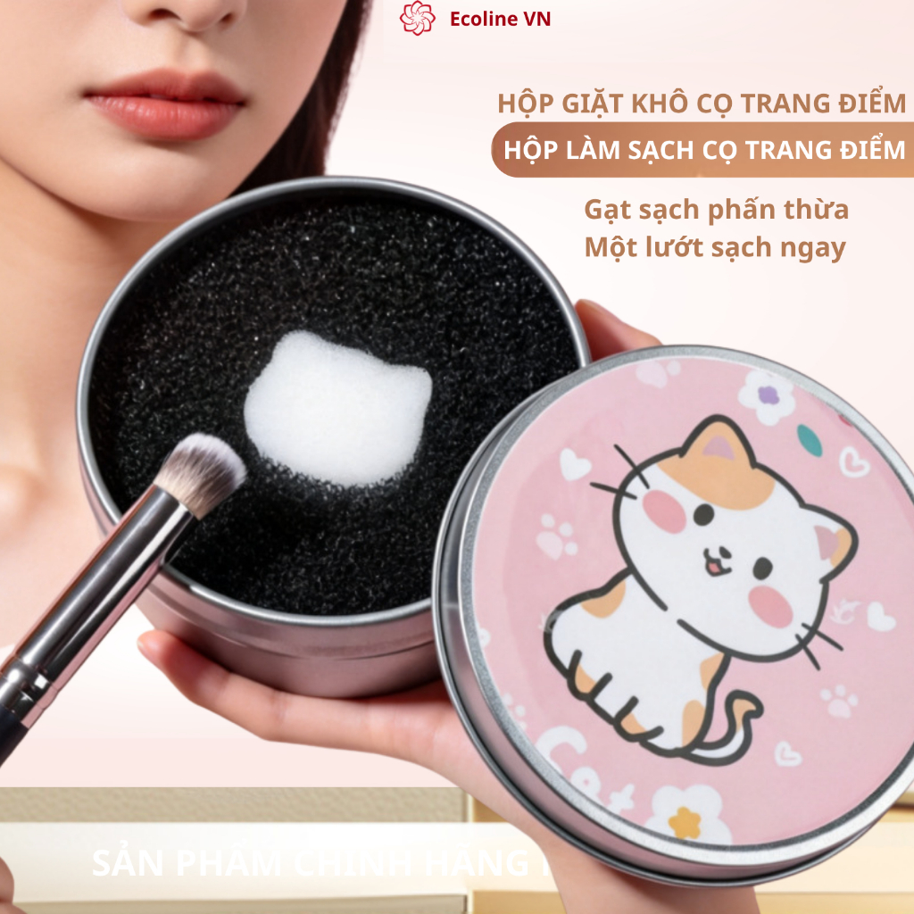 Hộp mút bọt biển lau khô làm sạch phấn ở cọ trang điểm cao cấp tiện lợi
