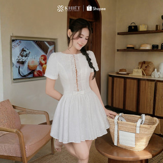 Đầm trắng Khiết Style xòe cut out cổ điển tiểu thư sang chảnh nữ tính thanh lịch cuốn hút KD637