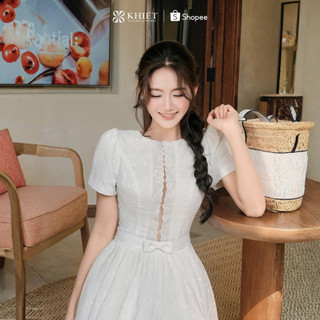Đầm trắng Khiết Style xòe cut out cổ điển tiểu thư sang chảnh nữ tính thanh lịch cuốn hút KD637