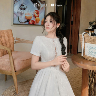 Đầm trắng Khiết Style xòe cut out cổ điển tiểu thư sang chảnh nữ tính thanh lịch cuốn hút KD637