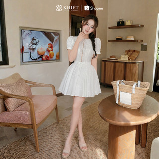 Đầm trắng Khiết Style xòe cut out cổ điển tiểu thư sang chảnh nữ tính thanh lịch cuốn hút KD637