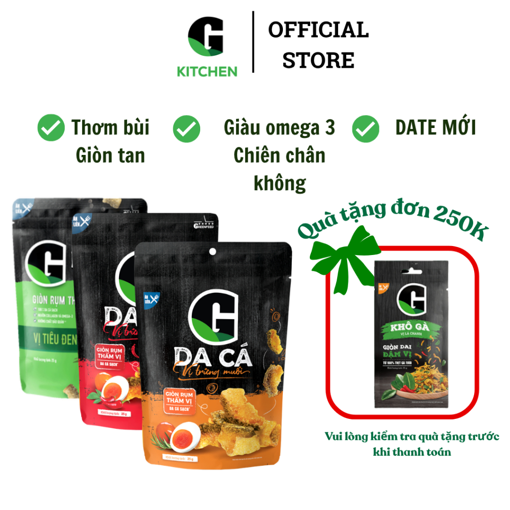 [Mua Sỉ] Da cá vị trứng muối/ vị trứng muối cay/ vị tiêu đen G Kitchen  25g/50g [Giao toàn quốc]