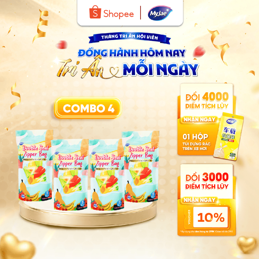 Combo 4 Túi Zip Đựng Thực Phẩm MyJae size S (20 cái)