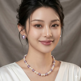 [N1137] Vòng Cổ, Dây Chuyền, Mix Ngọc Nhân Tạo Hạt Trắng Tím Trẻ Trung Cho Nữ - DAISYN