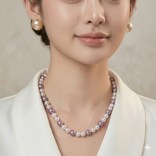 [N1137] Vòng Cổ, Dây Chuyền, Mix Ngọc Nhân Tạo Hạt Trắng Tím Trẻ Trung Cho Nữ - DAISYN