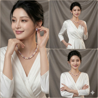 [N1137] Vòng Cổ, Dây Chuyền, Mix Ngọc Nhân Tạo Hạt Trắng Tím Trẻ Trung Cho Nữ - DAISYN