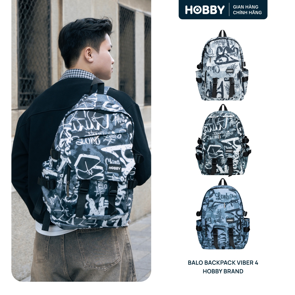 [HÀNG MỚI VỀ] Balo Viber 4 Graffiti Đường Phố, Chống Thấm Nước, có thể giặt máy Hobby Brand [9020] KT: 45x30x14 cm.