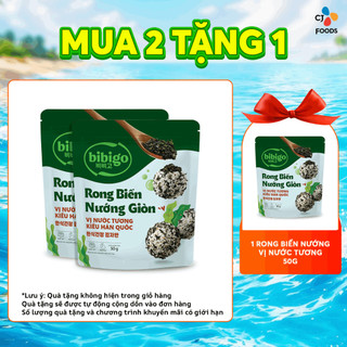 [Mua  2 tặng 1 gói cùng loại] 1 Gói Rong biển nướng giòn rắc cơm Hàn Quốc Bibigo Vị cá Hồi 45g/ Vị nước tương 50g